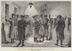 The Bulgarian Crisis, Seizing Arms at the Junker Military School, Sofia by Johann Nepomuk Schonberg